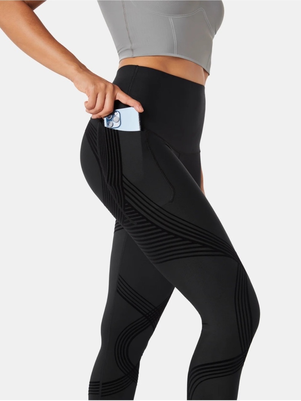 Fanka Body Sculpt Side Pocket 7/8 Leggings Black Fits Women’s Size Medium